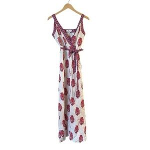 VINEYARD VINES “Fleur” Block Print Linen Maxi Dress - White, Coral & Blue - Sz 0